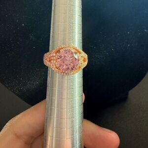 Rose gold tone over sterling silver 925 morganite and CZ